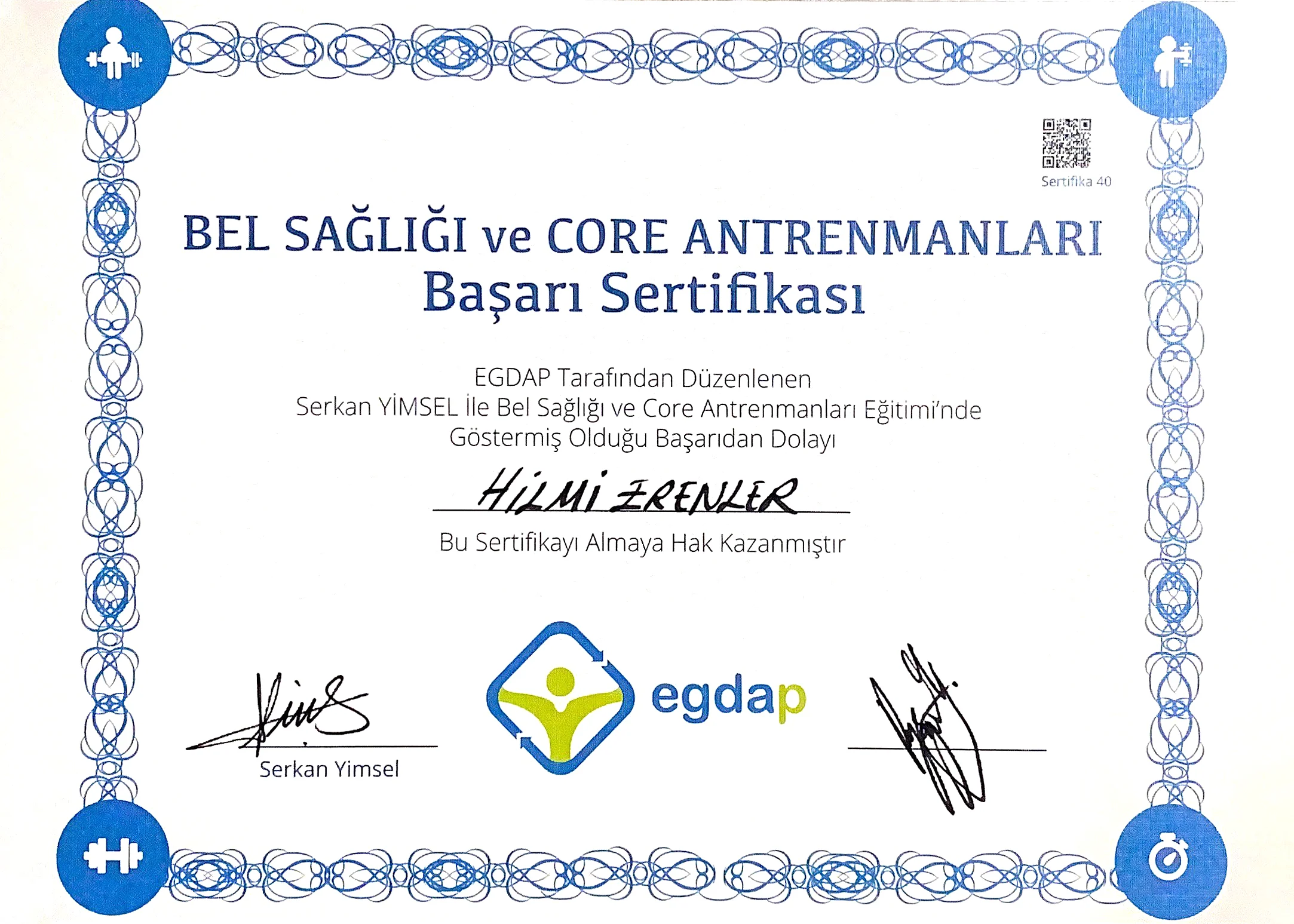 Bel Sağlığı ve Core Antrenmanları Başarı Sertifikası