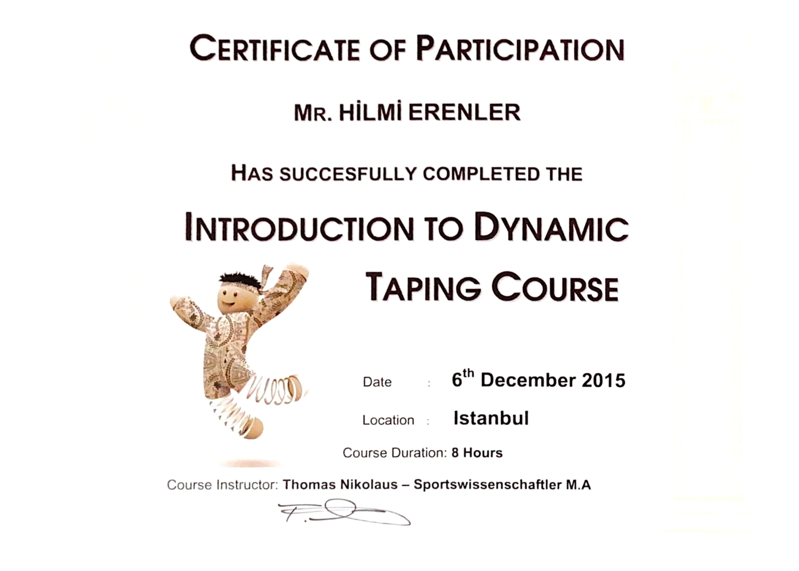 Introduction to Dynamic Tapping Course Katılım Belgesi